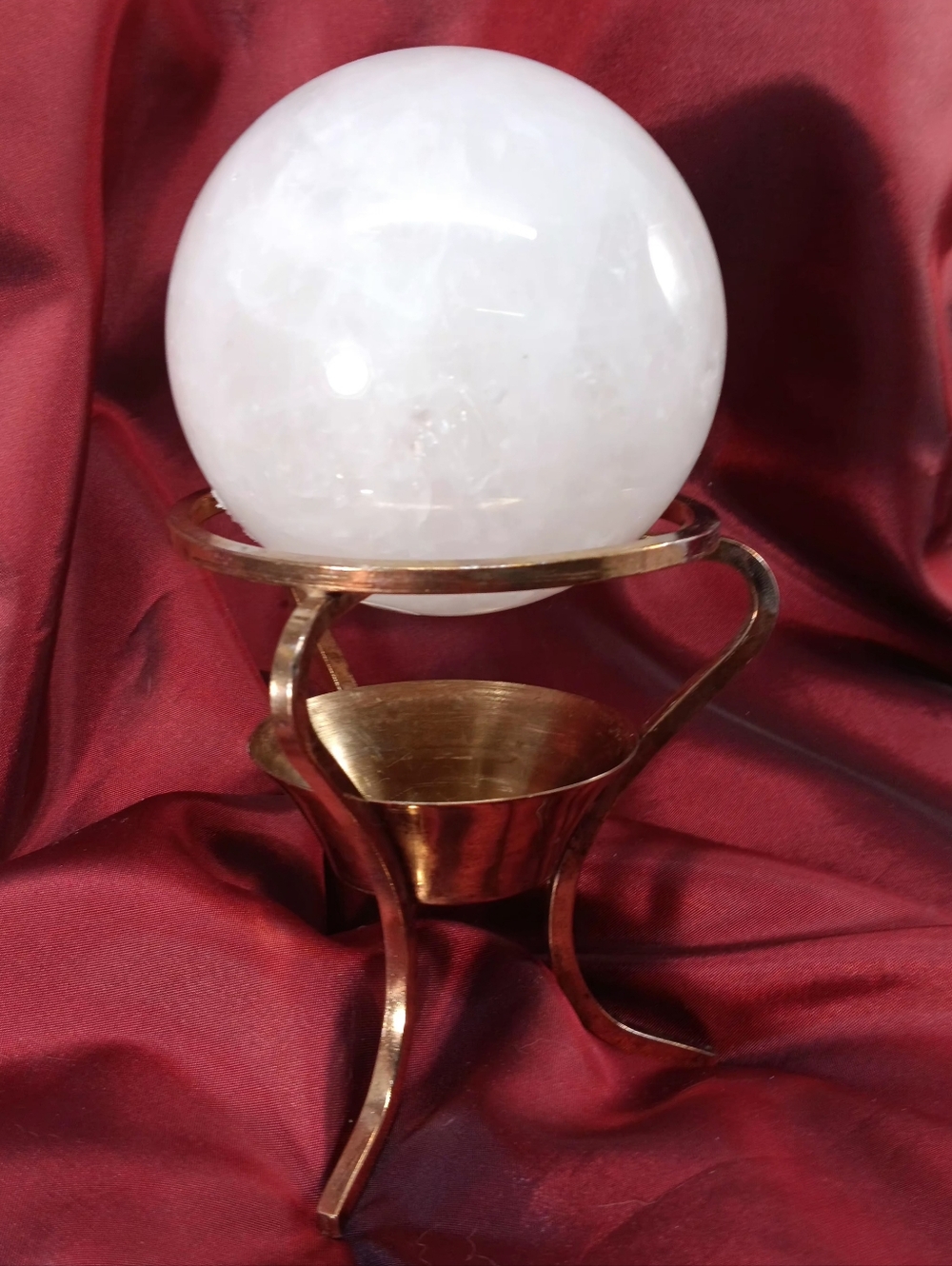 8.25cm 1lb. 14oz. Selenite Healing Sphere With Brass Stand